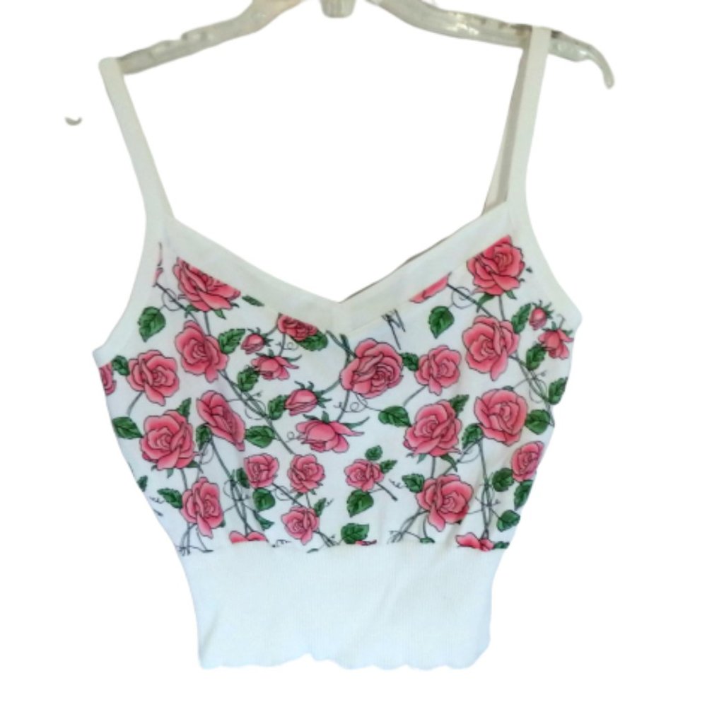 Nicole Miller Rose Sweater Crop Spring Top Sz L